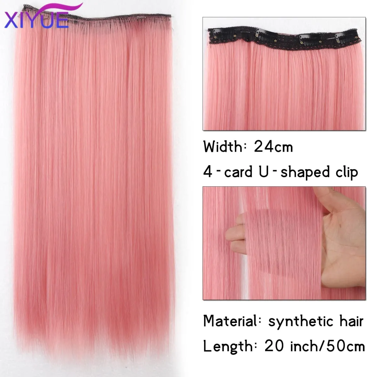 20 Inch Long Synthetic Straight Clip-In Hair Extensions for Women - Vibrant Colors Synthetic Fiber Easy to Use — image 14