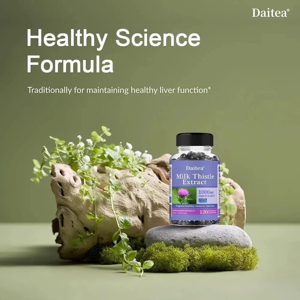 Milk Thistle Capsules - 1000mg for Health Boosts Liver Detox Antioxidants for Skin and Digestive Liver Health
