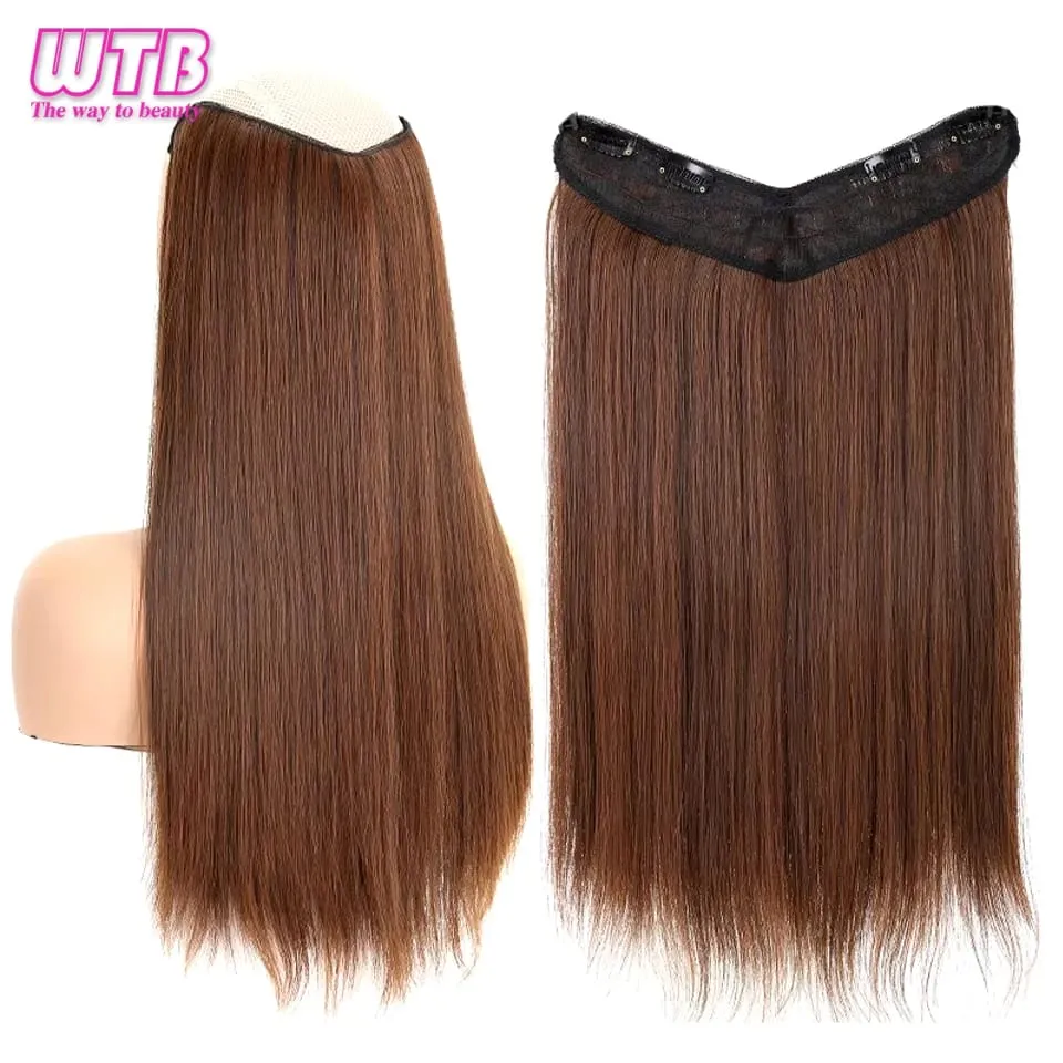 Synthetic 4 Clip In Hair Extensions Long Straight Hairstyle Hairpiece Black Brown Blonde 50CM Natural Fake Hair For Women