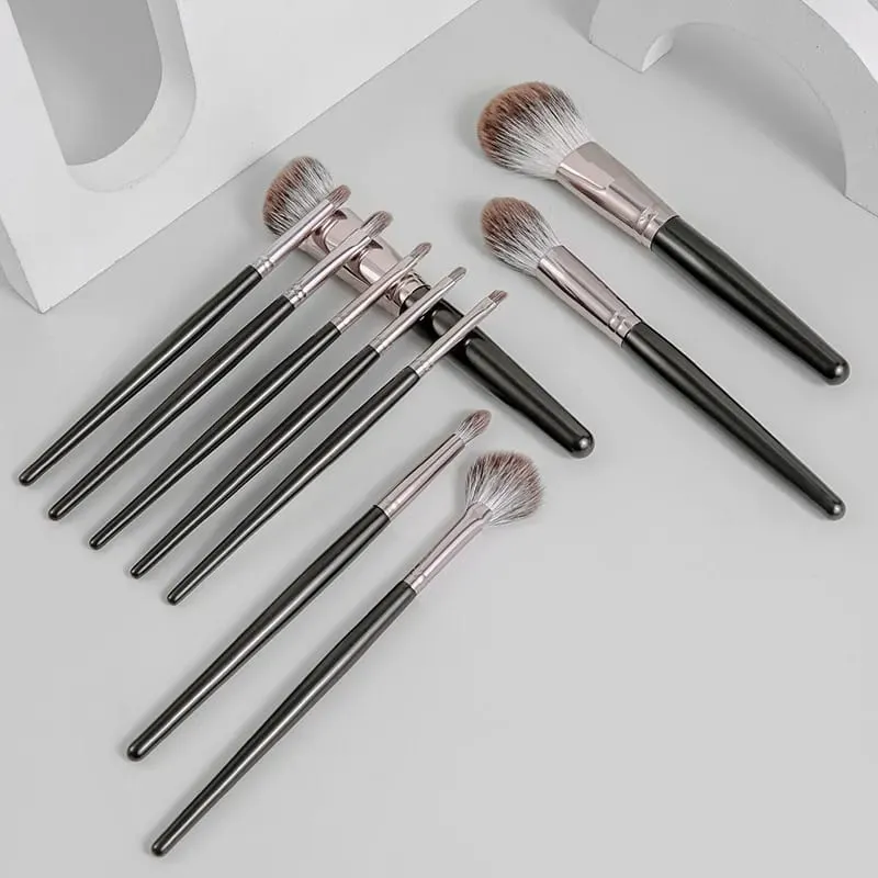 Luxury 10pcs Makeup Brush Set - Premium Fox Hair Powder/Blush/Concealer Brushes Anti-Aging Cosmetic Tools with Ergonomic Handles