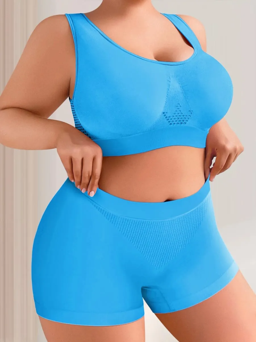 1 Set Set Pakaian Dalam Wanita Bralette Ukuran Besar Bra Tanpa Jahitan Bra Olahraga Sejuk Nyaman Boxer Kain Melar — image 3