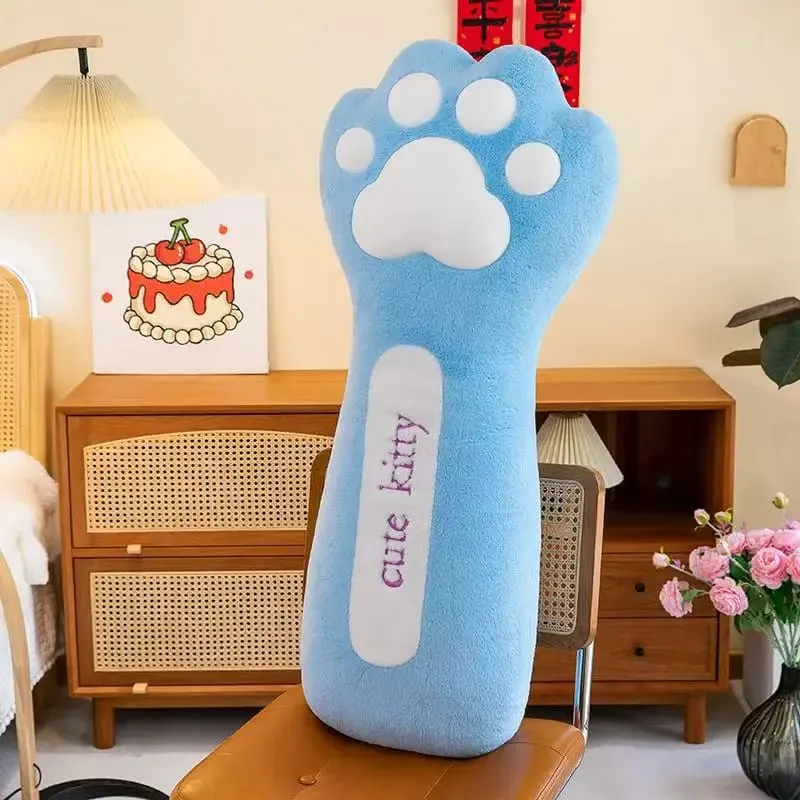 Cute Creative Cat Paw Chair Cushion Plush Toys Soft Stuffed Fluffly Office Lumbar Support Long Pillow Home Deco for Girls Gifts — image 5