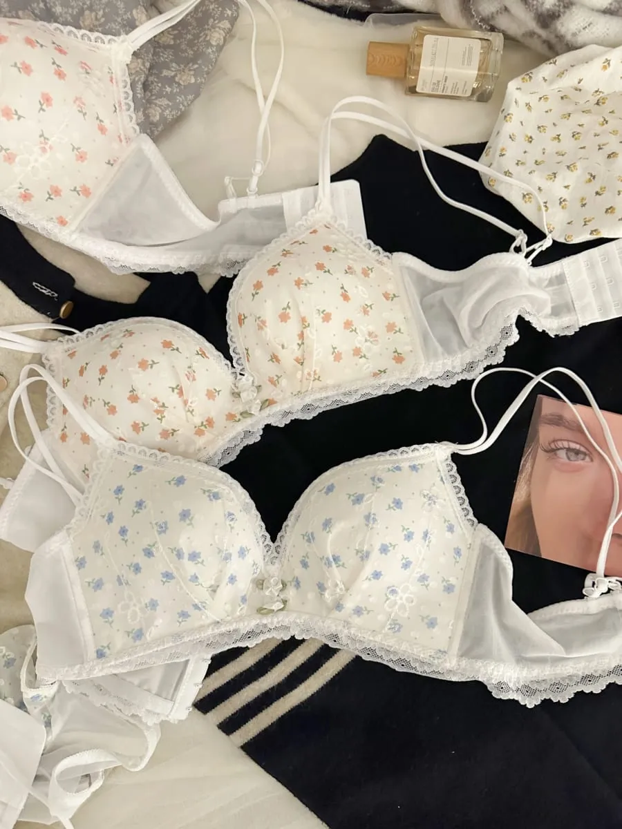 Luxury Sweet Underwear for Women Without Underwire Small Chest Push-up Anti-sag Comfortable Lace Sexy Pure Desire Bra Cover Set — image 2