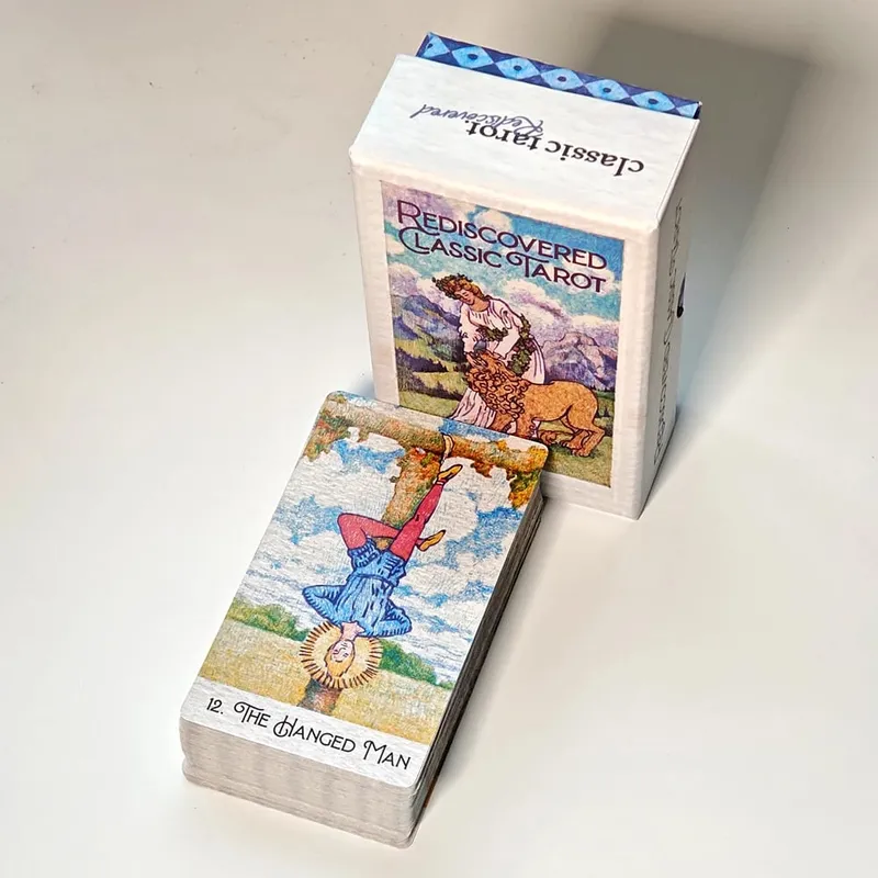 Dicetak pada Stok Kad Timbul Dua Kali 350GSM 12*7cm Dek Tarot Klasik Temui Semula 78 Keping Kad Tarot Dilukis dengan Pen Bola