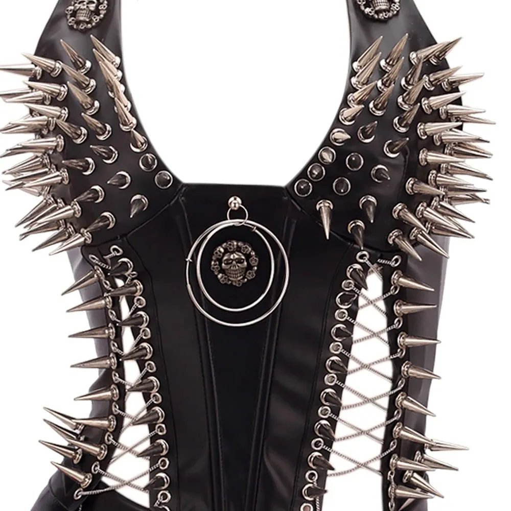 Goth Top Y2K Clothes Women's Tanks Emo Clothing Gothic Boho Tops with Spikes Punk Rock Teens Festival Spiked Bra Grunge T Shirt — image 2