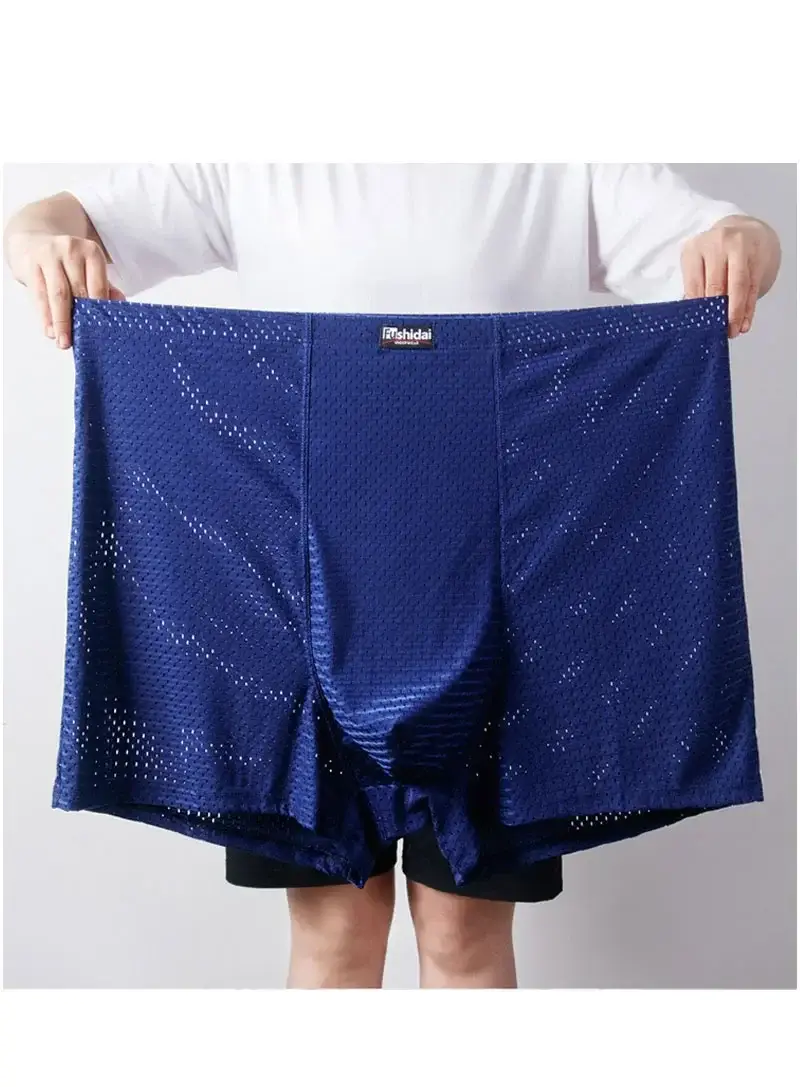 4 Pack Men's Big Size Boxer Shorts (9XL-13XL) Breathable Mesh Underwear Comfort Fit, Stretch Waistband Plus Size Men's Undies
