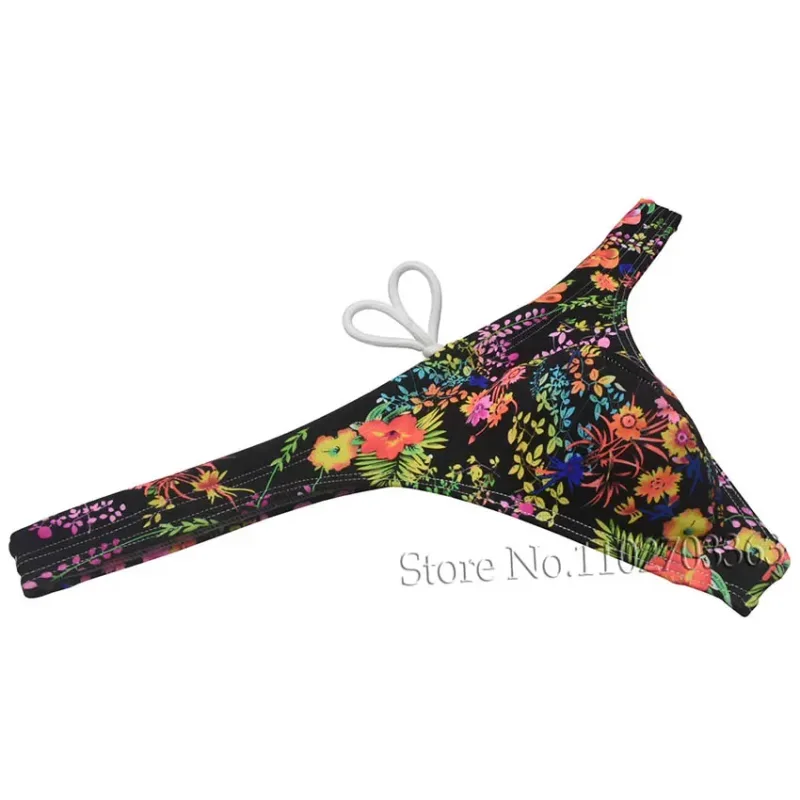 Sexy Swim Thong Men's Swimwear Bikini Briefs Drawstring Quick-dry Elastic Underwear Pouch Beach Tangas Surfing Poolside