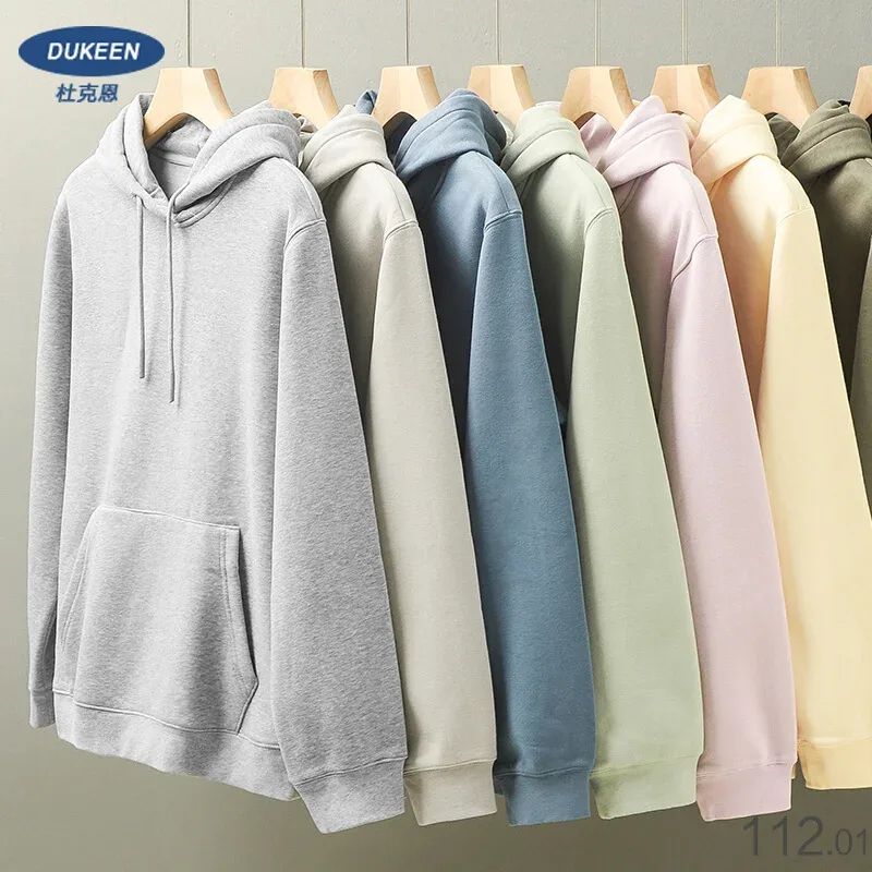 Casual Hooded Shirt for Men Winter Ticken Solid Color Loose Basics Fleece Hoodies Long-Sleeve Sweatshirt Men's Clothing — image 2