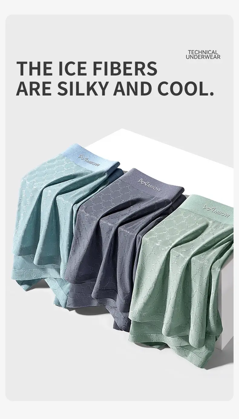 MiiOW 3 Chiếc Liền Mạch Ice Silk Nam Quần Lót Boxer Mùa Hè Lưới Thoáng Khí Quần Lót Nam Kháng Khuẩn Quần Lót Nam Võ Sĩ Quần Đùi — image 6