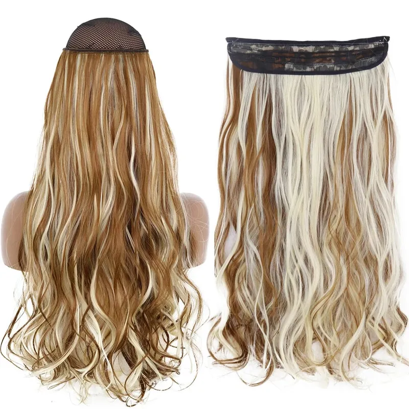 Synthetic No Clip Wave Hair Extensions Hidden Secret False Hairpiece One Piece Fish Line Fake Hair Piece — image 41