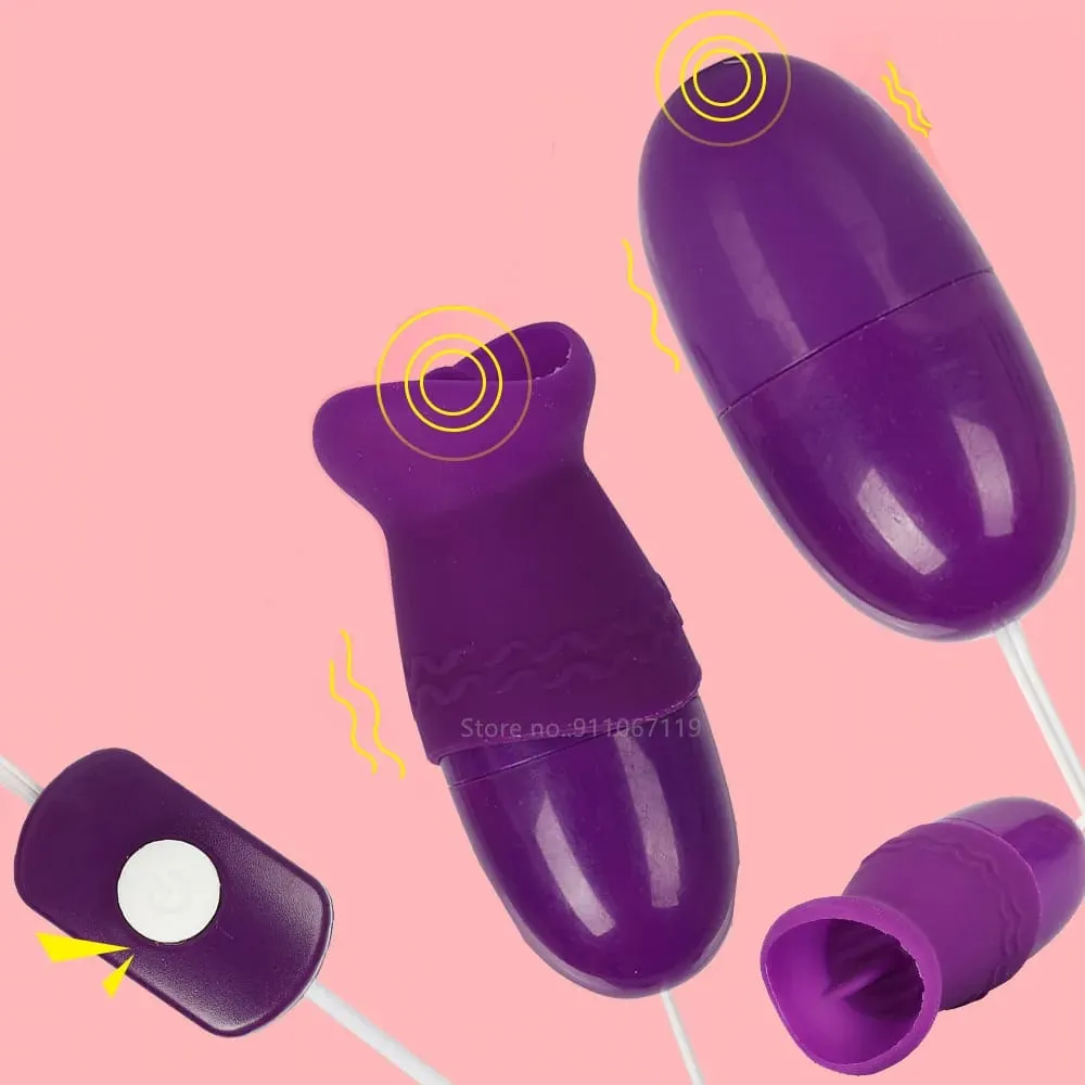Två bollar Vibrator Tunga Slickning Vibrerande Hopp Ägg Klitorisstimulator Vuxenprodukt Sexleksaker för kvinnor Kvinnlig Onani — image 1
