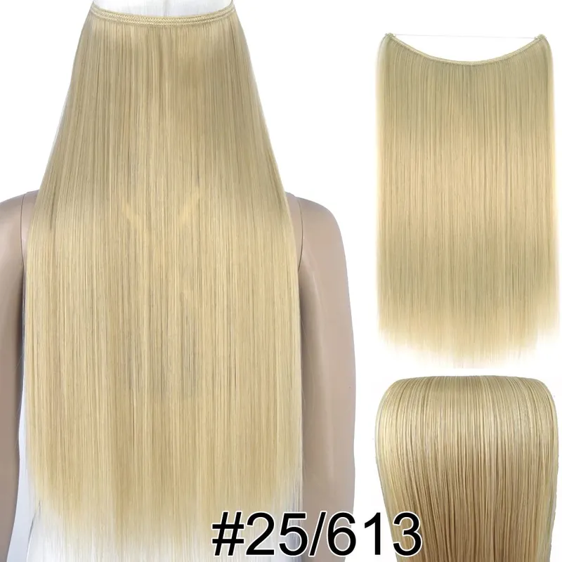 Synthetic Heat Resistant Hair Silky Straight Elasticity Invisible Wire Hair Extensions 8006 — image 25