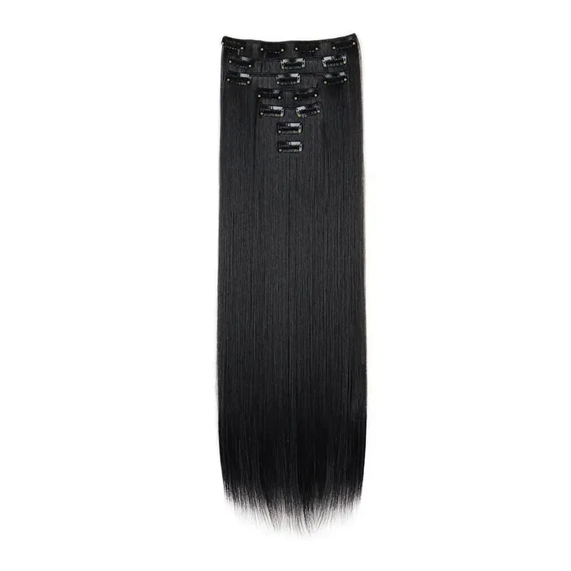 Synthetic 7 Pcs/Set Clip in Hair Extensions Natural Soft Hair Extensions 24 Inch Premium Long Straight Hairpieces for Women — image 9