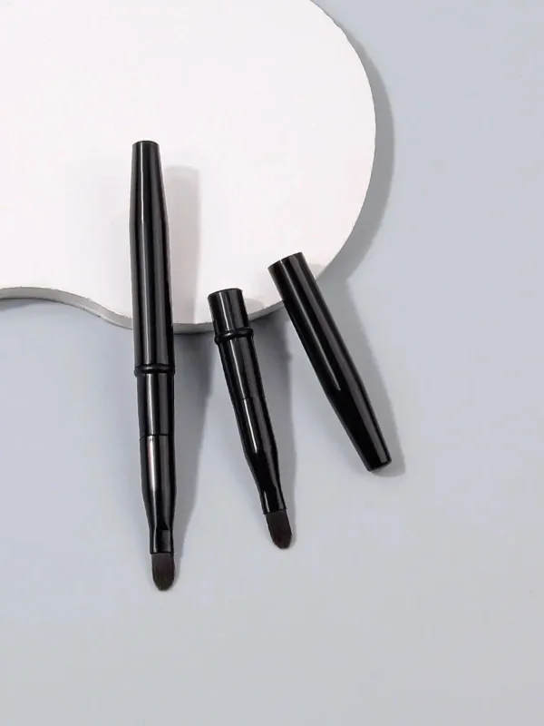 2Pcs Black With a Cover Retractable Lip Makeup Brushes Double-Ended Retractable Lip Brush Travel Lipstick Gloss Makeup Brush