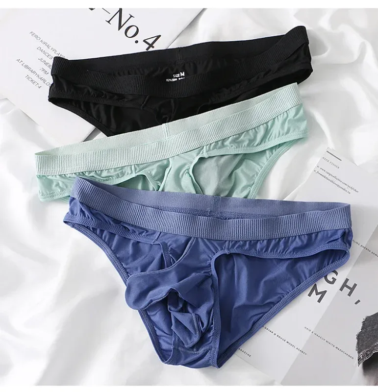 Men's Ice Silk Briefs Summer Transparent Seamless Quick-drying Man Breathable Panties Ultra-thin Underwear