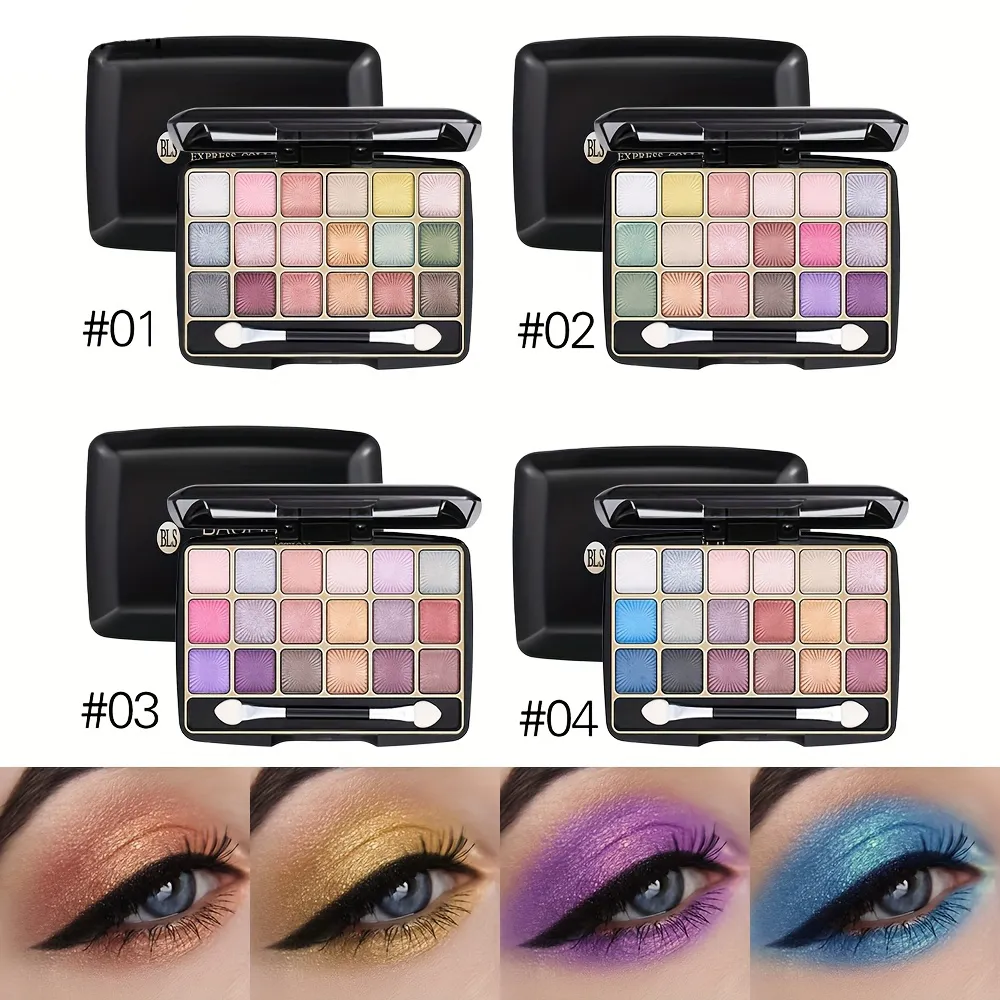 18‑Colors Shimmer Matte Eyeshadow Palette with Double‑Ended Eyeshadow Brush Multi‑Tone Earth Tone Glitter Eye Makeup Palette