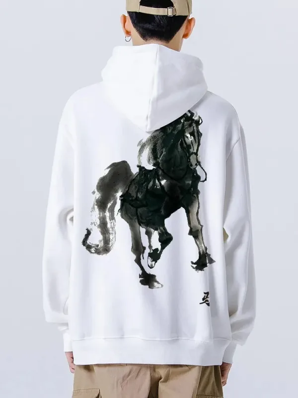 Hip Hop Men Cotton Pullover Hoodies Sweatshirts Thicken Japanese Style Hooded Puffer Fish Print Men&Women Outdoor Sportswear
