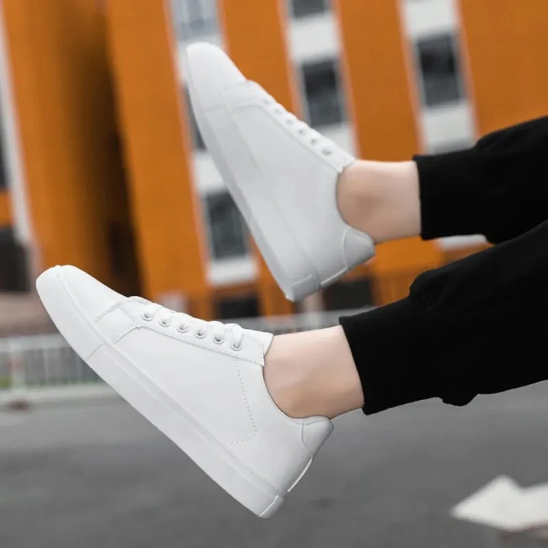 White Black Men Shoes Comfortable Casual Skateboard Shoes Men Solid Leisure Sneakers Lightweight Walking Shoes — image 6