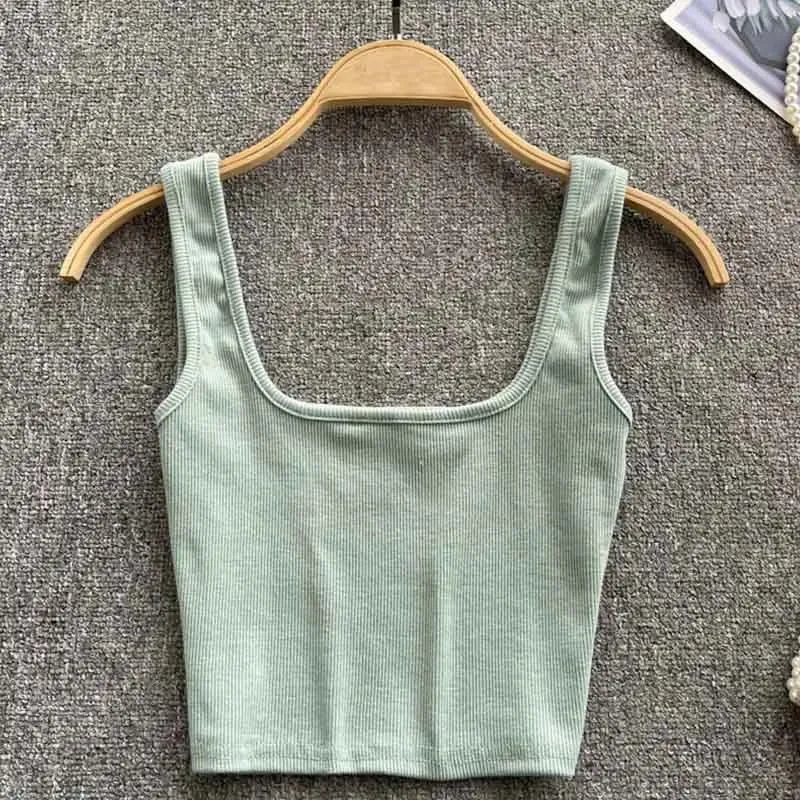 Tank Top Women Sexy Backless Y2k Top Slim Fit Bottoming Blouse Solid Crop Top Sleeveless Camis Mujer — image 10