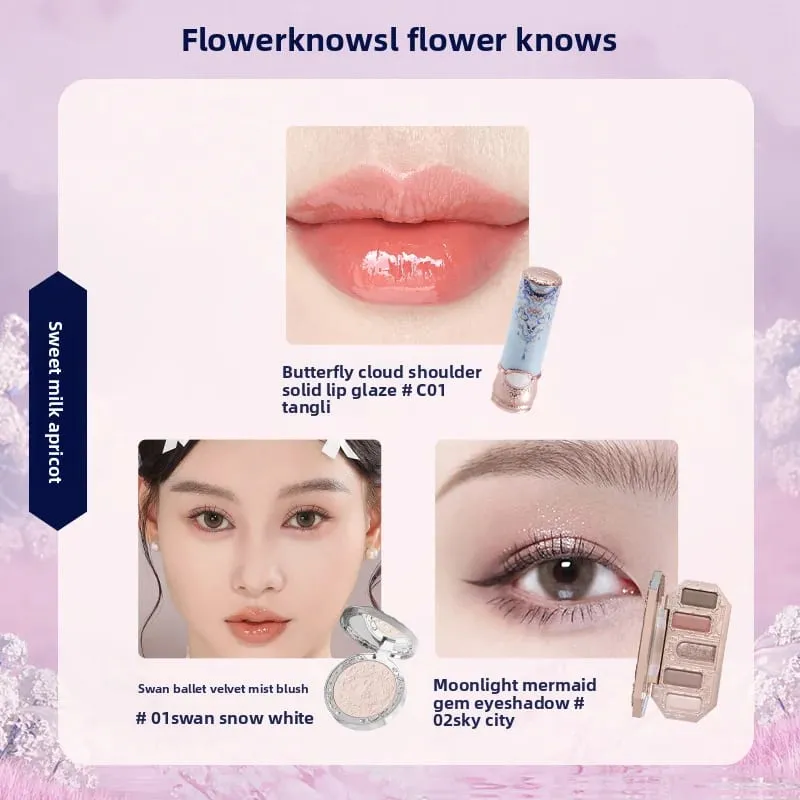 Flowerknows Makeup Gavesæt Little Angel Bunny Have Shell Smykker Lip Glaze Blusher Flower Know SWEETIE BEAR Blush Concealer