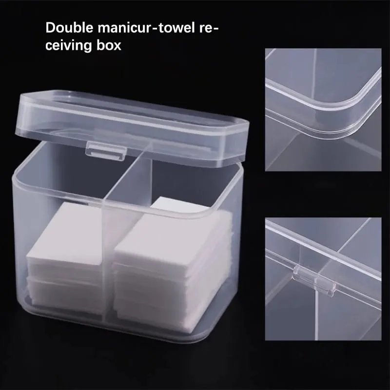 Cotton Pads Swab Nail Wipes Makeup Brushes Organizer Storage Box Holder Container Case Independent Double-Compartment — image 2