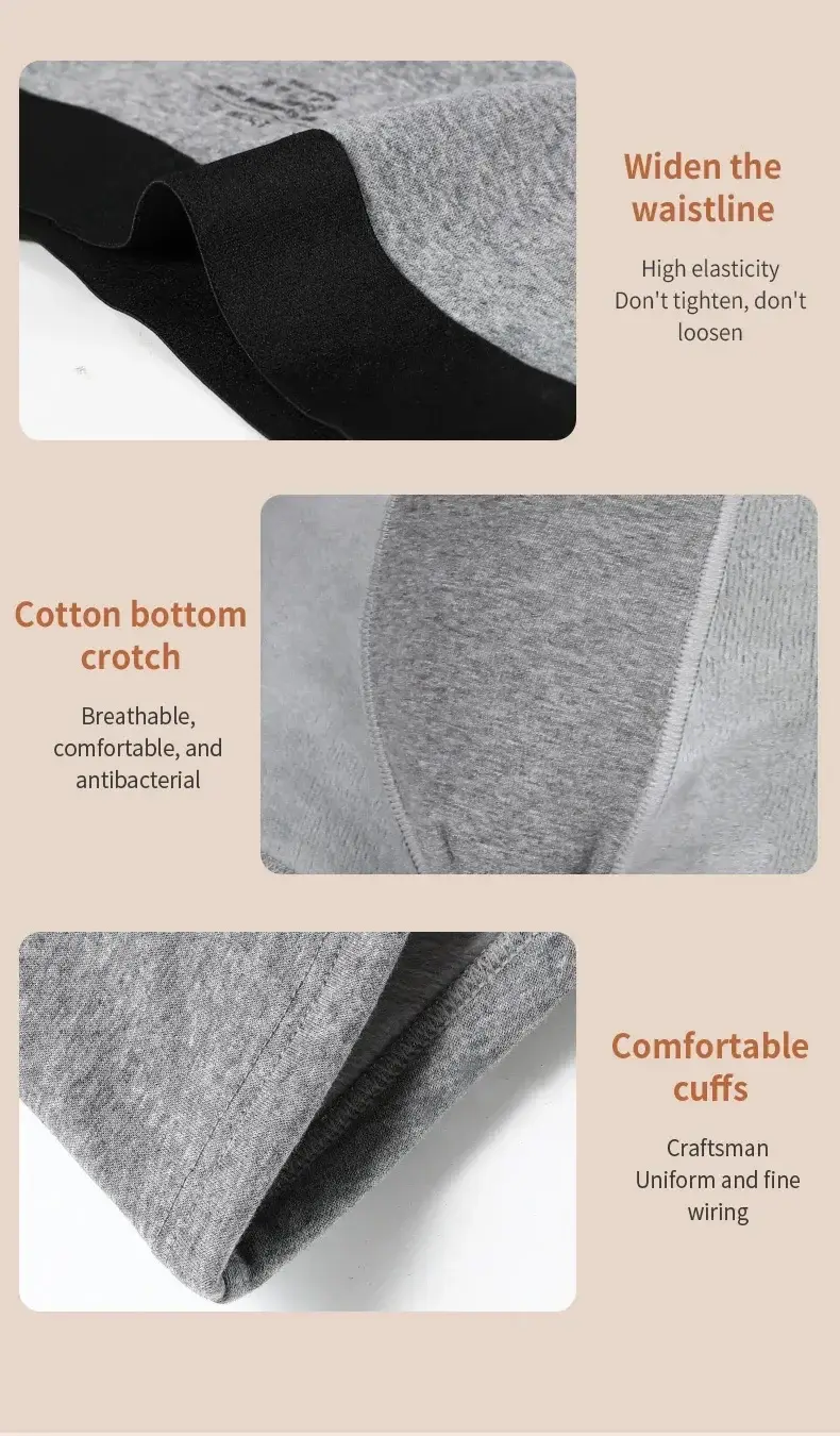 Men's thermal underwear with fleece and thickened pants, autumn and winter cold-proof shorts, sporty straight-leg underpants — image 8
