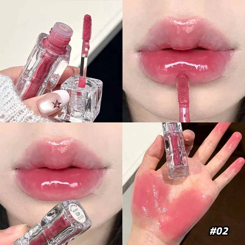 Watery Mirror Lip Gloss Lasting Moisturizing Easy Wearing Water Glass Lip Glaze Hydrating Sexy Red Lip Tint Cosmetics — image 4