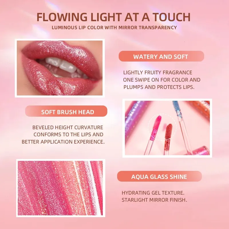 9Pcs/Sets Glitter Lip Glaze Liquid Lipstick Set Shine Lip Gloss Gift Box Natural Moisturizer Waterproof Lips Makeup — image 4