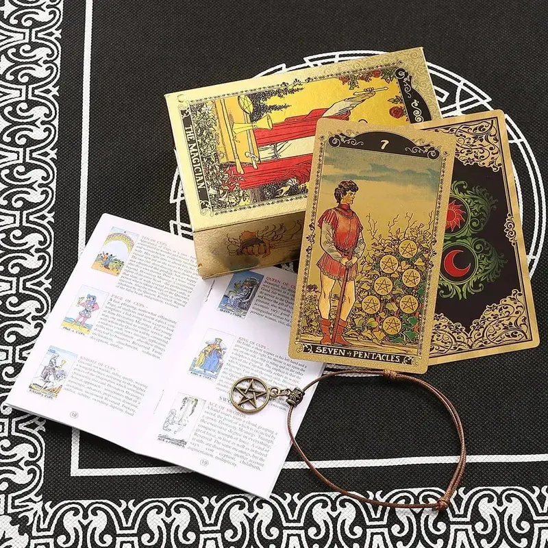Pink Box Tarot Card Rider Gold Foil Exquisite Chess Card Game Divination Card Collection PVC Waterproof Board Cards Games — image 16
