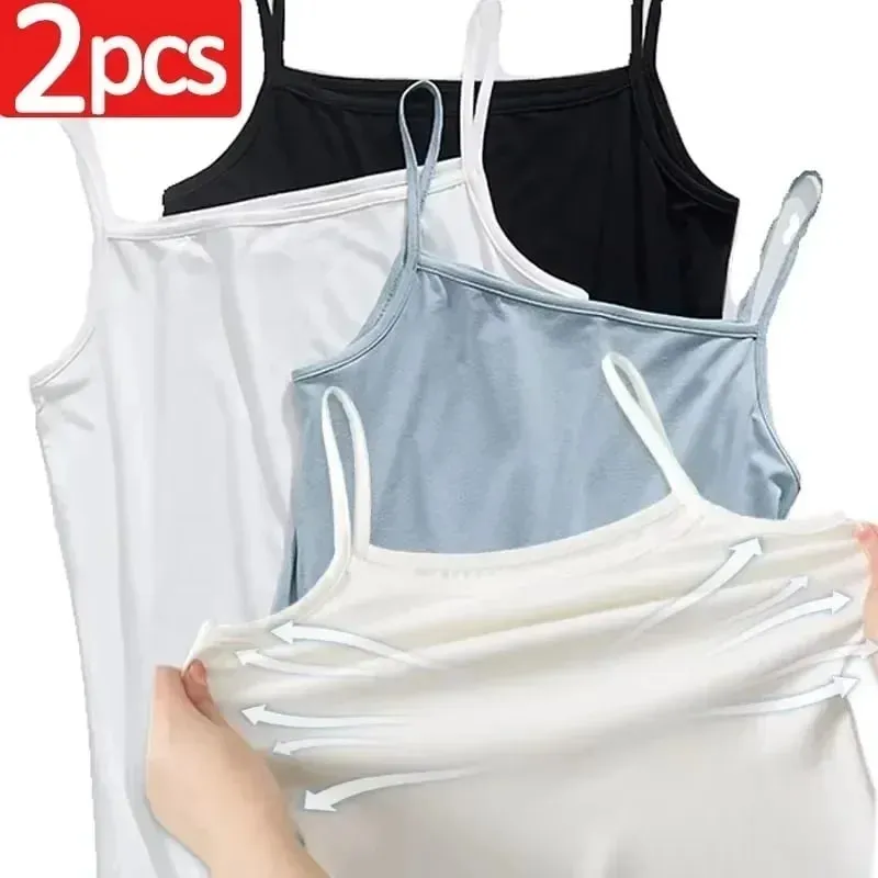 Basic Camisoles Women Crop Tops Sleeveless Shirt Bralette Tops Solid Color Strap Skinny Vest Female Slimming Tanks Bra Underwear — image 4