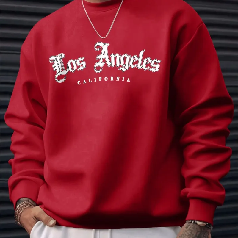Moletom masculino outono e inverno quente casual solto clássico perda anjos estampa manga comprida gola redonda versátil — image 8