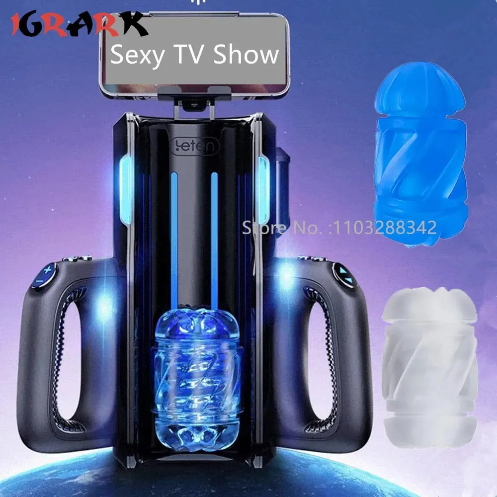 Leten Thrusting-PRO Male Masturbation Cup 12cm Telescopic High Speed Vibrators Automatic Sex Machine Vagina Anal Sex Toy For Men