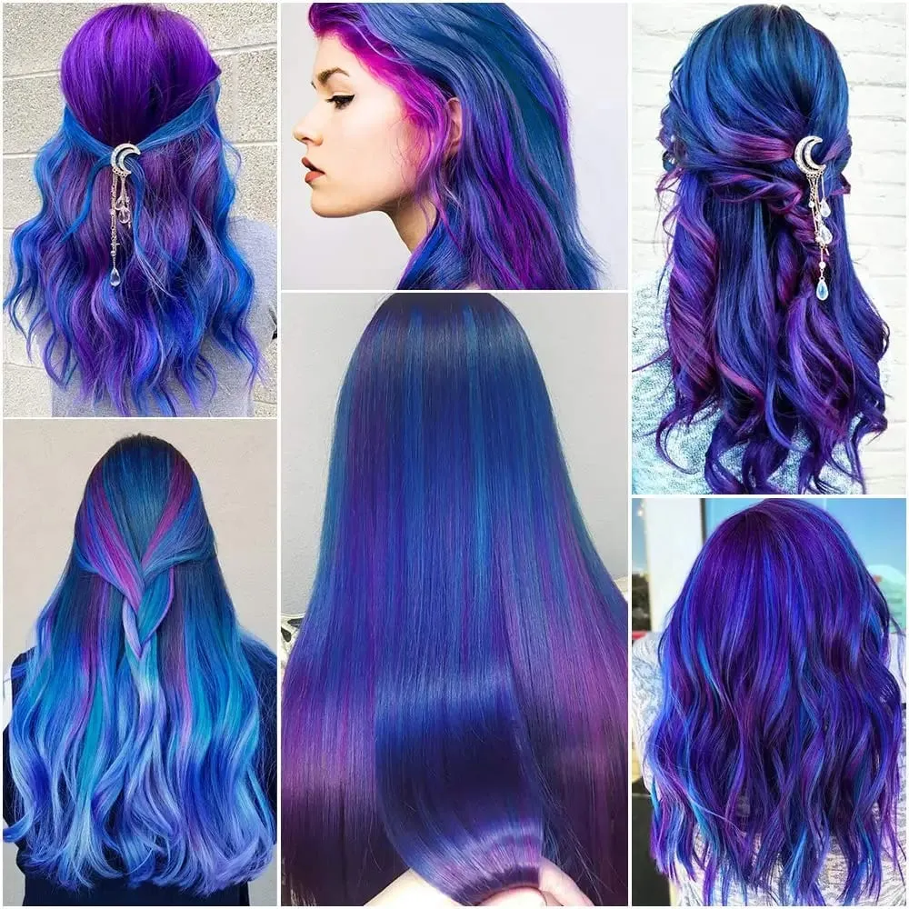 5Pcs Colored Synthetic Hair Extensions Rainbow Party Highlights Clip in Hair Extension for Christmas Girl Women Gift — image 6