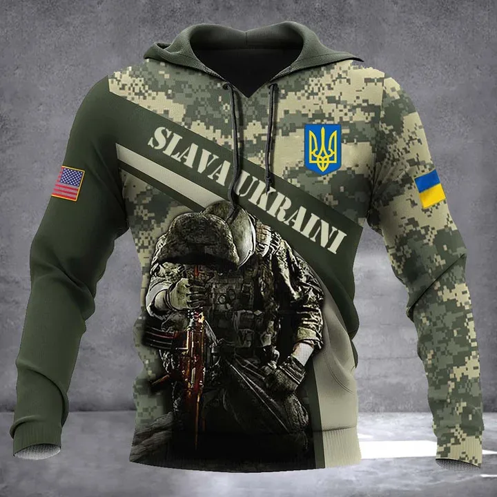 New Ukrainian national emblem Canada Flag Camo printed hoodies 3D Men Women casual pullover military hooded Sweatshirt clothing — image 4