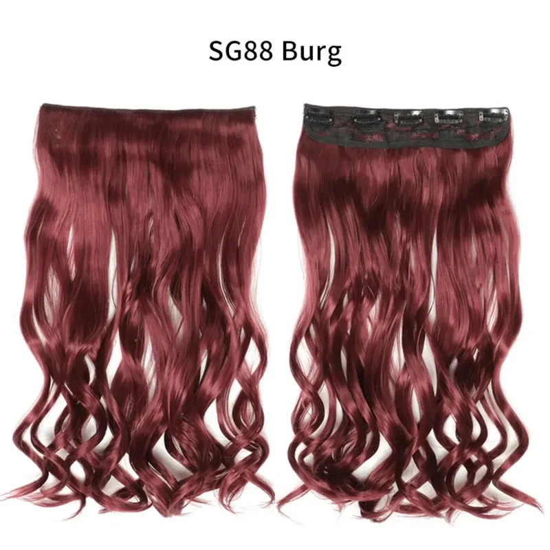 Long Straight Curly One Piece 5clips Clip-in Extensions 22Inch Heat Resistant Hairstyles Colour Mix Blonde Hair Piece For Women — image 25
