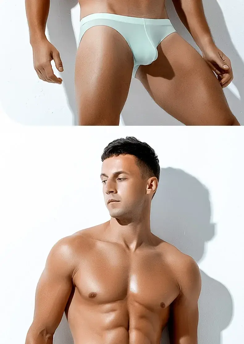 1PCS männer Low-Taille Eis Seide Unterwäsche Sommer Charme Dreieckige Hosen Individualität Bequeme Atmungsaktive männer Unterhose — image 14