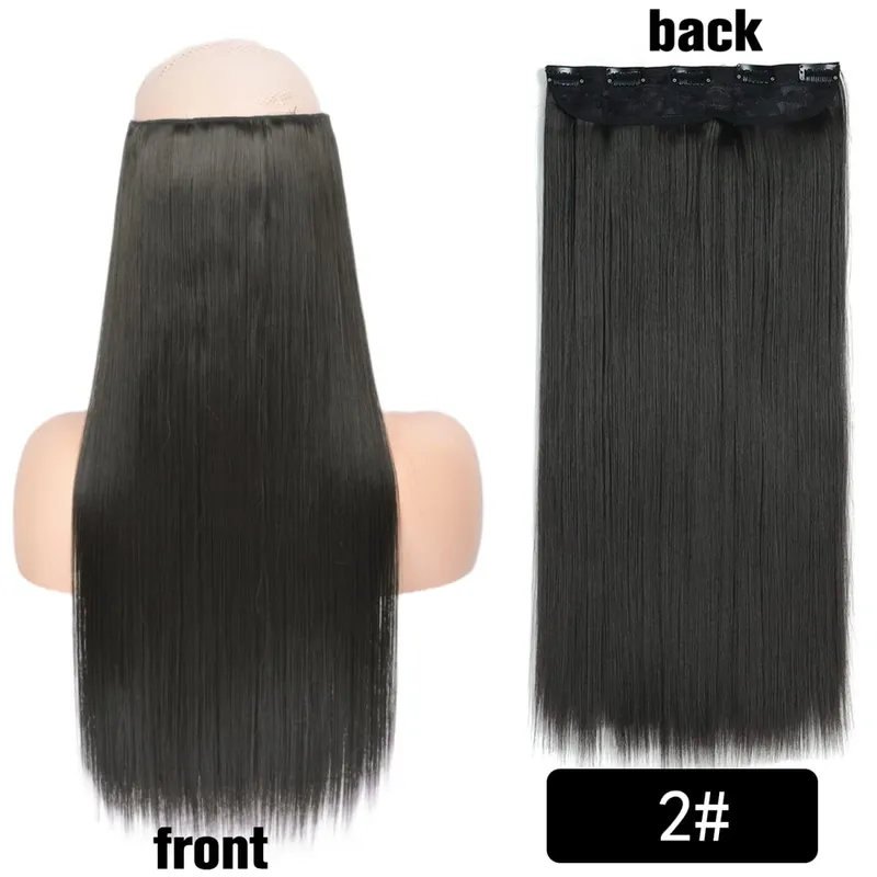 Long Straight Curly One Piece 5clips Clip-in Extensions 22Inch Heat Resistant Hairstyles Colour Mix Blonde Hair Piece For Women — image 53
