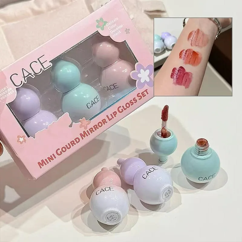 Mini Gourd Design Lip Glaze 3 Colors Makeup Set Lasting Moisturizing Water Glass Lipgloss Tint Hydrating Lip Stain Cosmetic — image 6