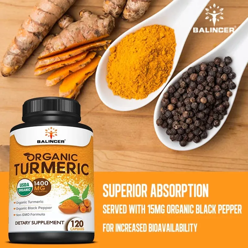 Organic Turmeric with Black Pepper Extract Supports Joint Health Antioxidant Benefits and Promotes Nutrient Absorption — image 1