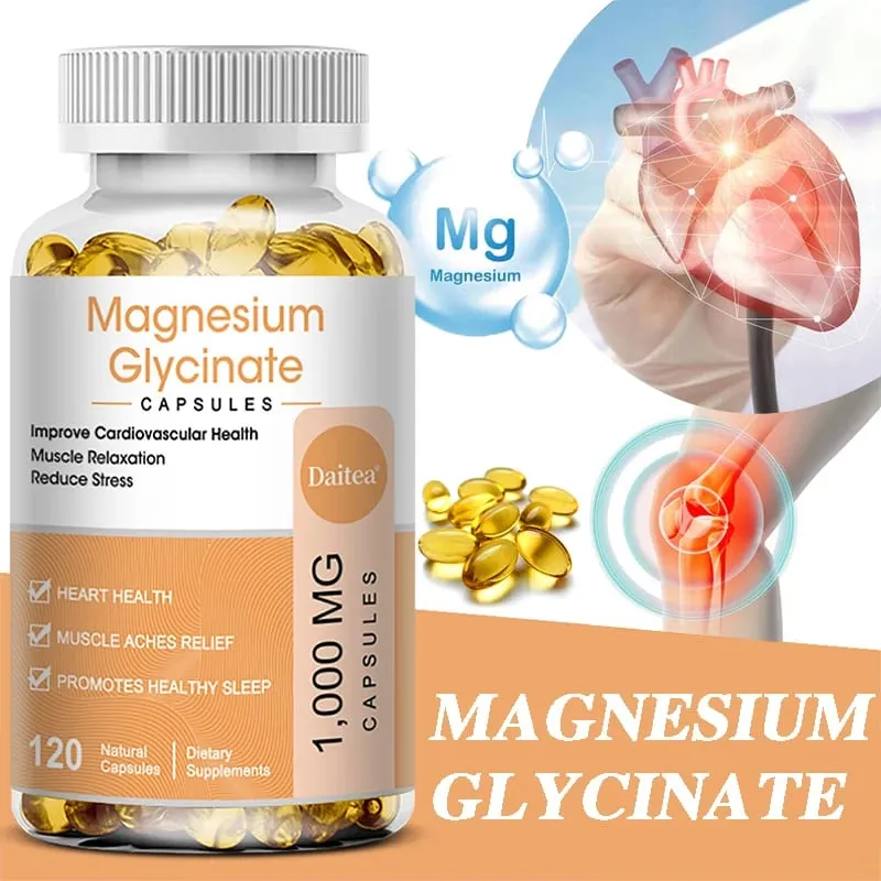 Magnesium Glycinate Capsules - Helps with Stress Muscle Sleep Joints Bones Immune and Cardiovascular Health — image 1