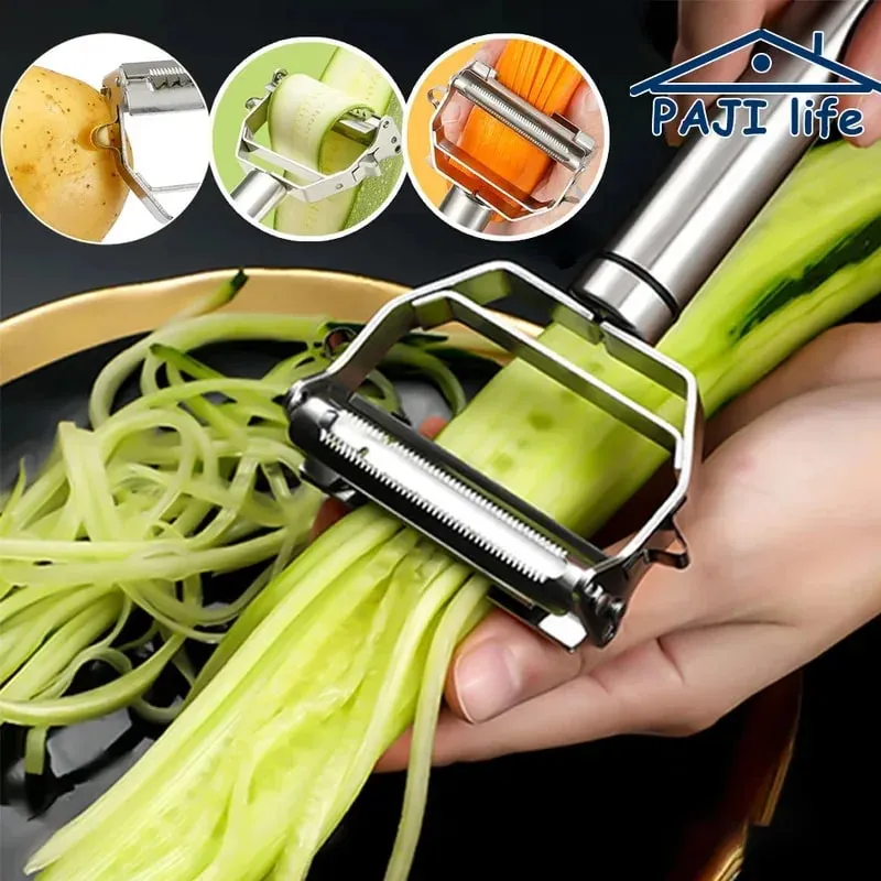 Stainless Steel Vegetable Peeler 4-in-1 Multi-Function Kitchen Tool with Anti-Slip Ergonomic Handle for Potato Carrot Cucumber — image 1