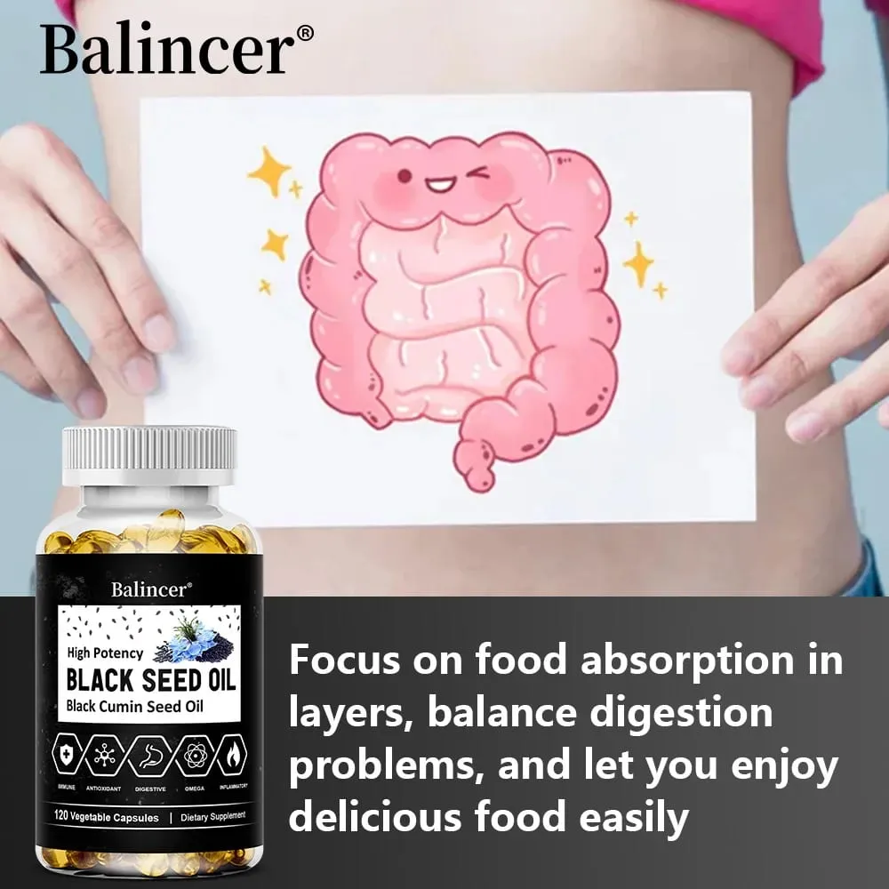 Black Seed Oil Capsules Supports Overall Health | Boosts Immune System Improves Digestion Antioxidant Non-GMO Gluten-Free