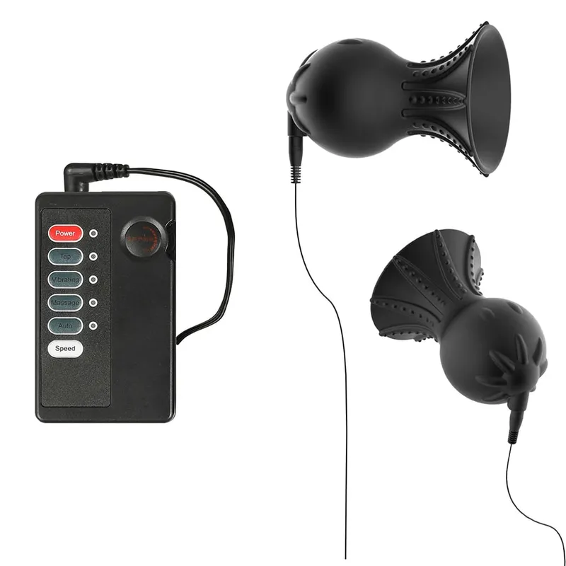 Nipple Sucker Clamps Electro Stimulator Nipples Pussy Breast Clit Masturbator Breast Enlarger Sex Toy Bdsm Tool Electric Shocker — image 3