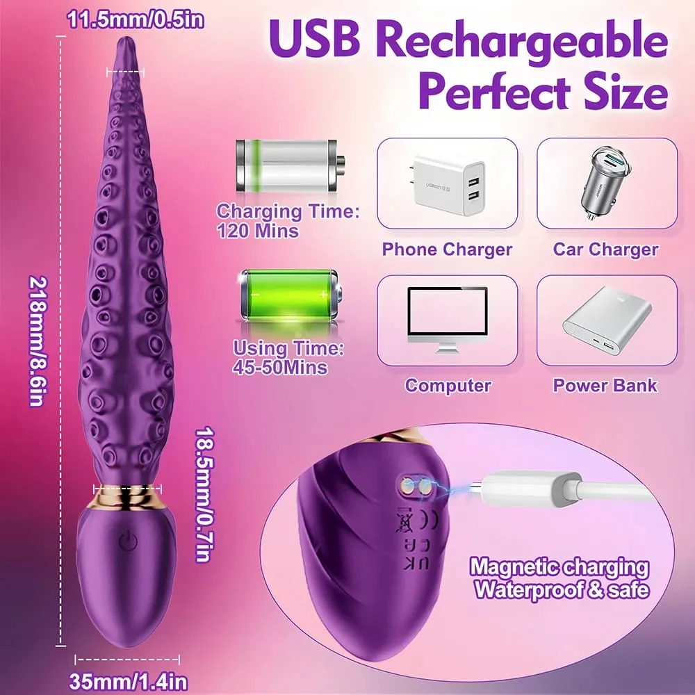 Octopus Tentacle Anal Vibrator Female G-Spot Clit Vagina Stimulation 360° Rotation Silicone Dildo Masturbation Sex Toys Women — image 4