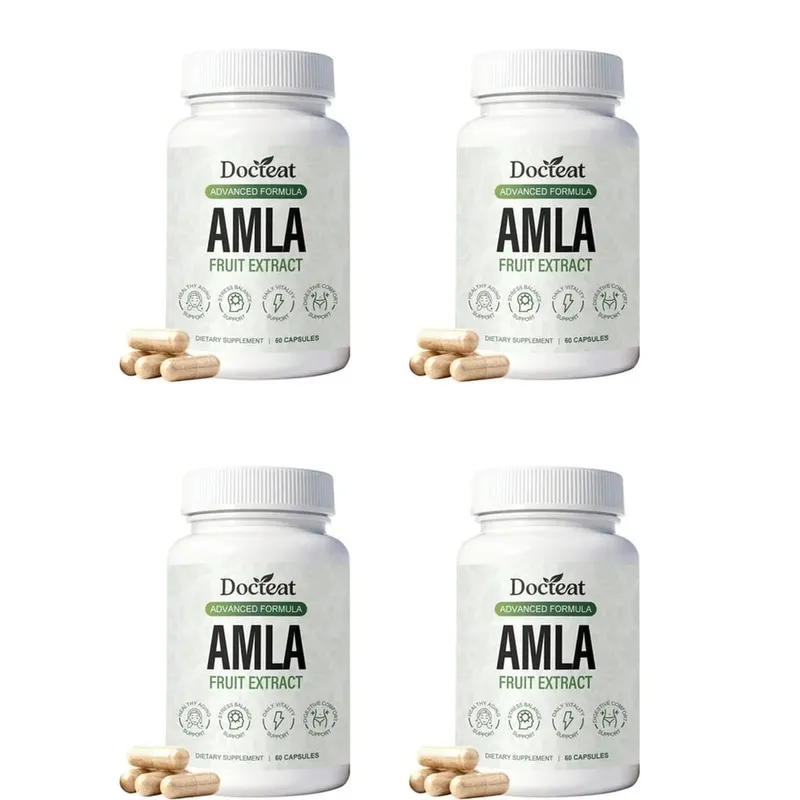 Капсулы с экстрактом фруктов Docteat Amla, поддержка иммунной функции, поддержка здоровья кожи с витамином C, B3, CoQ10, PQQ, 60 капсул