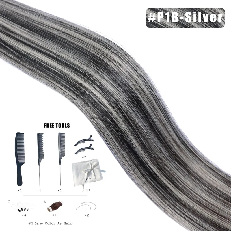 Genius Weft Human Hair Extensions 50G Remy Human Hair Invisible Brazilian Hair Extensions Hair Bundles — image 16
