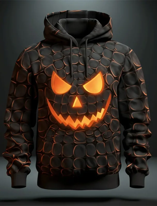 Halloween Men's Graphic Hoodie Pumpkin Prints Classic Casual 3D Pullover Holiday Fashion Hoodies Thin Style Long Sleeve Hooded — image 15