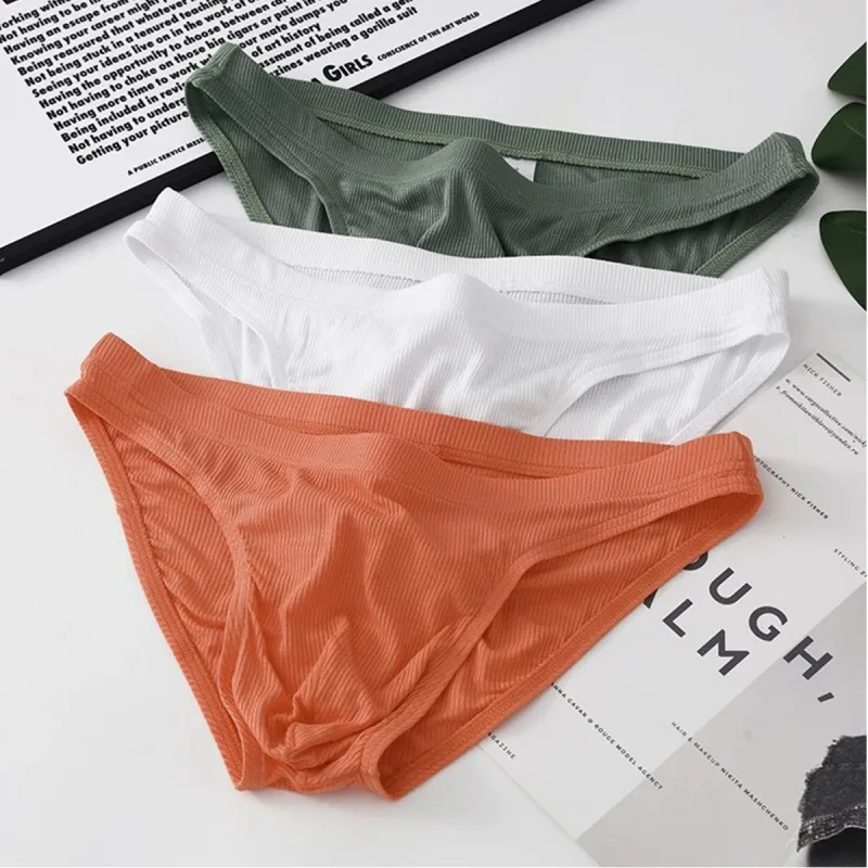 남자 리브 패브릭 팬티 팬티 남자 섹시한 속옷 통기성 낮은 허리 망 비키니 팬티 Cuecas 큰 주머니 Hombre Slips — image 3
