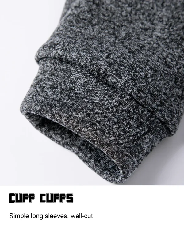 2Pcs Set Men 1/4 Zip Mock Neck Sweatshirt, Fleece Lined Pullover with Ribbed Cuffs Warm Casual Top for Fall Winter Daily Wear