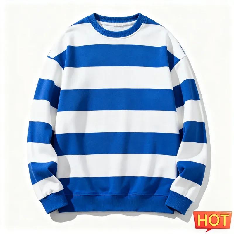 Retro gestreiftes Grafik-Sweatshirt für Herren, schlicht, lässig, langärmelig, 3D-gedruckt, hässliches Sweatshirt, lockere, atmungsaktive O-Ausschnitt-Pullover — image 11
